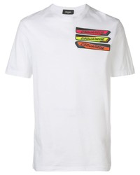 weißes bedrucktes T-Shirt mit einem Rundhalsausschnitt von DSQUARED2