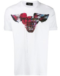 weißes bedrucktes T-Shirt mit einem Rundhalsausschnitt von DSQUARED2
