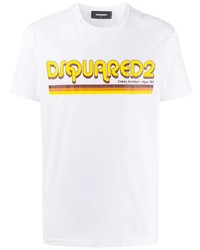 weißes bedrucktes T-Shirt mit einem Rundhalsausschnitt von DSQUARED2