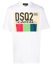 weißes bedrucktes T-Shirt mit einem Rundhalsausschnitt von DSQUARED2