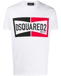 weißes bedrucktes T-Shirt mit einem Rundhalsausschnitt von DSQUARED2