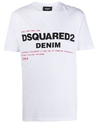 weißes bedrucktes T-Shirt mit einem Rundhalsausschnitt von DSQUARED2