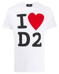 weißes bedrucktes T-Shirt mit einem Rundhalsausschnitt von DSQUARED2