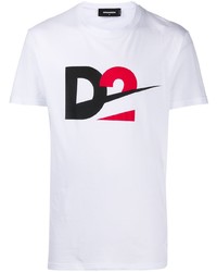 weißes bedrucktes T-Shirt mit einem Rundhalsausschnitt von DSQUARED2