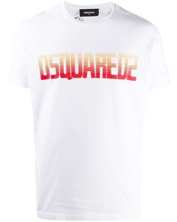 weißes bedrucktes T-Shirt mit einem Rundhalsausschnitt von DSQUARED2