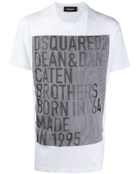 weißes bedrucktes T-Shirt mit einem Rundhalsausschnitt von DSQUARED2