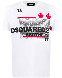 weißes bedrucktes T-Shirt mit einem Rundhalsausschnitt von DSQUARED2