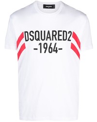 weißes bedrucktes T-Shirt mit einem Rundhalsausschnitt von DSQUARED2