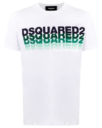 weißes bedrucktes T-Shirt mit einem Rundhalsausschnitt von DSQUARED2