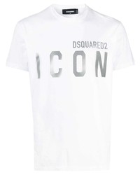 weißes bedrucktes T-Shirt mit einem Rundhalsausschnitt von DSQUARED2