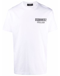 weißes bedrucktes T-Shirt mit einem Rundhalsausschnitt von DSQUARED2