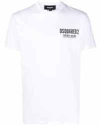 weißes bedrucktes T-Shirt mit einem Rundhalsausschnitt von DSQUARED2