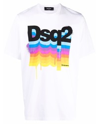 weißes bedrucktes T-Shirt mit einem Rundhalsausschnitt von DSQUARED2