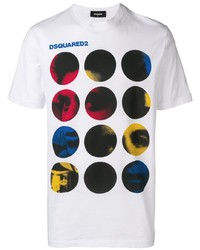 weißes bedrucktes T-Shirt mit einem Rundhalsausschnitt von DSQUARED2