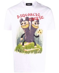 weißes bedrucktes T-Shirt mit einem Rundhalsausschnitt von DSQUARED2