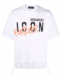 weißes bedrucktes T-Shirt mit einem Rundhalsausschnitt von DSQUARED2