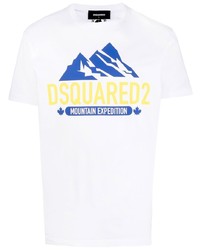 weißes bedrucktes T-Shirt mit einem Rundhalsausschnitt von DSQUARED2