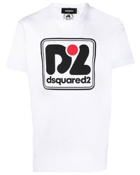 weißes bedrucktes T-Shirt mit einem Rundhalsausschnitt von DSQUARED2