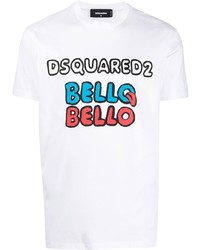 weißes bedrucktes T-Shirt mit einem Rundhalsausschnitt von DSQUARED2