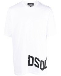 weißes bedrucktes T-Shirt mit einem Rundhalsausschnitt von DSQUARED2