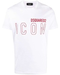 weißes bedrucktes T-Shirt mit einem Rundhalsausschnitt von DSQUARED2