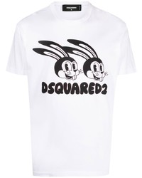 weißes bedrucktes T-Shirt mit einem Rundhalsausschnitt von DSQUARED2