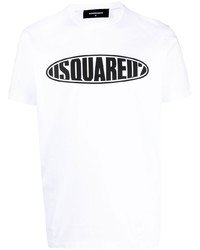 weißes bedrucktes T-Shirt mit einem Rundhalsausschnitt von DSQUARED2