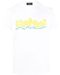 weißes bedrucktes T-Shirt mit einem Rundhalsausschnitt von DSQUARED2