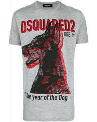 weißes bedrucktes T-Shirt mit einem Rundhalsausschnitt von DSQUARED2