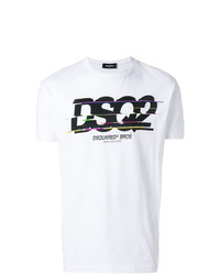 weißes bedrucktes T-Shirt mit einem Rundhalsausschnitt von DSQUARED2