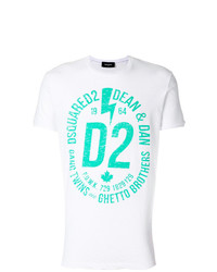 weißes bedrucktes T-Shirt mit einem Rundhalsausschnitt von DSQUARED2