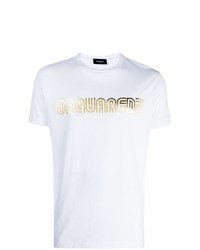 weißes bedrucktes T-Shirt mit einem Rundhalsausschnitt von DSQUARED2