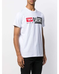 weißes bedrucktes T-Shirt mit einem Rundhalsausschnitt von Diesel