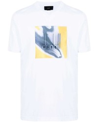 weißes bedrucktes T-Shirt mit einem Rundhalsausschnitt von Dunhill