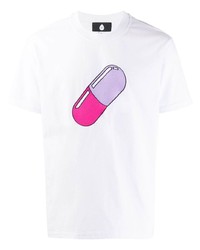 weißes bedrucktes T-Shirt mit einem Rundhalsausschnitt von DUOltd