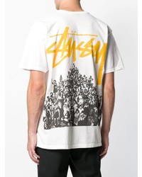 weißes bedrucktes T-Shirt mit einem Rundhalsausschnitt von Stussy