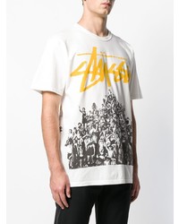 weißes bedrucktes T-Shirt mit einem Rundhalsausschnitt von Stussy