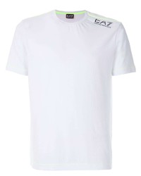 weißes bedrucktes T-Shirt mit einem Rundhalsausschnitt von Ea7 Emporio Armani