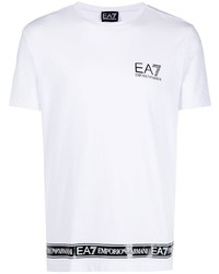 weißes bedrucktes T-Shirt mit einem Rundhalsausschnitt von Ea7 Emporio Armani