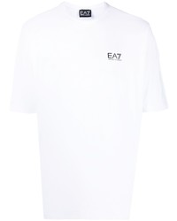 weißes bedrucktes T-Shirt mit einem Rundhalsausschnitt von Ea7 Emporio Armani