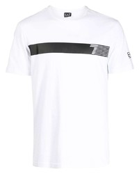 weißes bedrucktes T-Shirt mit einem Rundhalsausschnitt von Ea7 Emporio Armani