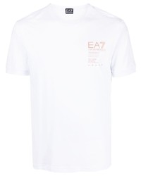 weißes bedrucktes T-Shirt mit einem Rundhalsausschnitt von Ea7 Emporio Armani