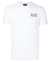 weißes bedrucktes T-Shirt mit einem Rundhalsausschnitt von Ea7 Emporio Armani