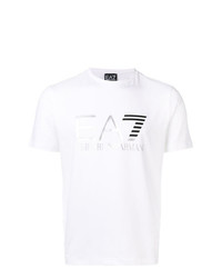 weißes bedrucktes T-Shirt mit einem Rundhalsausschnitt von Ea7 Emporio Armani