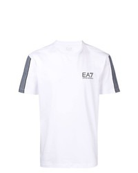 weißes bedrucktes T-Shirt mit einem Rundhalsausschnitt von Ea7 Emporio Armani