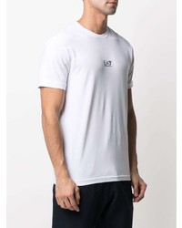 weißes bedrucktes T-Shirt mit einem Rundhalsausschnitt von Ea7 Emporio Armani