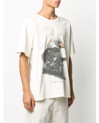 weißes bedrucktes T-Shirt mit einem Rundhalsausschnitt von Rhude