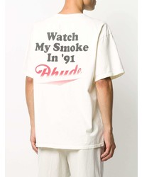 weißes bedrucktes T-Shirt mit einem Rundhalsausschnitt von Rhude