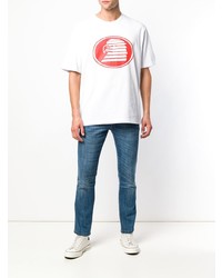 weißes bedrucktes T-Shirt mit einem Rundhalsausschnitt von Calvin Klein Jeans Est. 1978