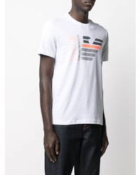 weißes bedrucktes T-Shirt mit einem Rundhalsausschnitt von Ea7 Emporio Armani